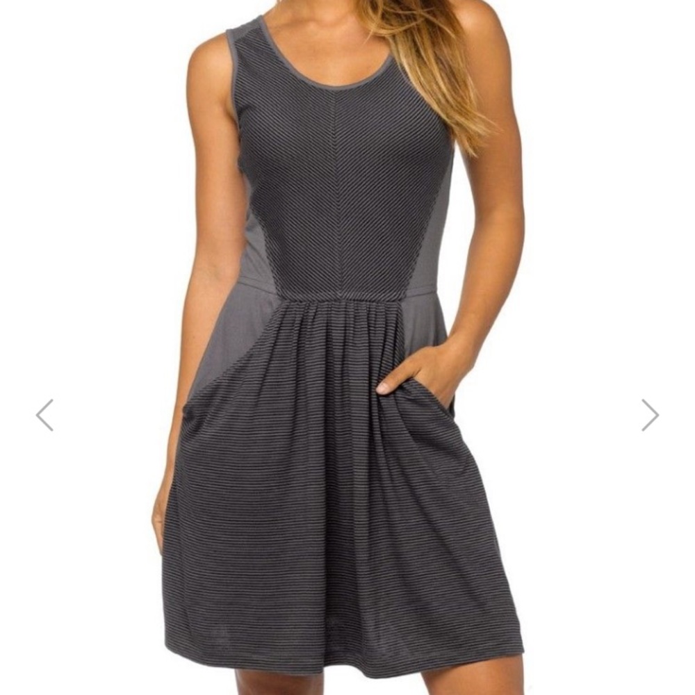 Prana Maisy Gravel Gray Striped Dress